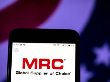 Kiev, Ukrayna - 13 Ocak 2019: Mrc küresel şirket logosu akıllı telefon görüntülenen gördüm.