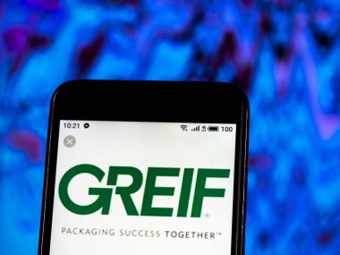 Kiev, Ukrayna - Jan 14, 2019: Greif, Inc şirket logosu akıllı telefon görüntülenen gördüm.