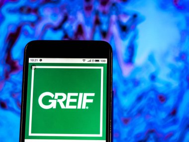 Kiev, Ukrayna - Jan 14, 2019: Greif, Inc şirket logosu akıllı telefon görüntülenen gördüm.