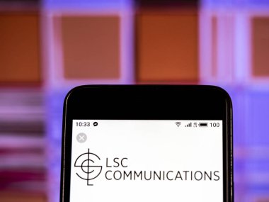 Kiev, Ukrayna - Jan 14, 2019: Lsc iletişim baskı şirket logosu akıllı telefon görüntülenen gördüm.