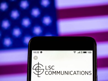 Kiev, Ukrayna - Jan 14, 2019: Lsc iletişim baskı şirket logosu akıllı telefon görüntülenen gördüm.
