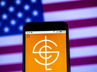 Kiev, Ukrayna - Jan 14, 2019: Lsc iletişim baskı şirket logosu akıllı telefon görüntülenen gördüm.