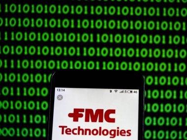 Kiev, Ukrayna - 16 Ocak 2019: Fmc Corporation Şirket logosu üretim kimyasal akıllı telefon görüntülenen gördüm