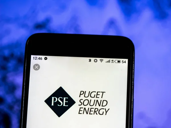Kijev Ukrajna Január 2019 Puget Sound Energy Cég Logója Látható — Stock Fotó