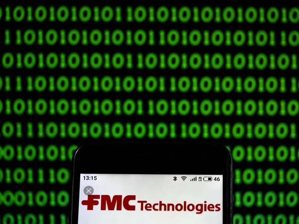 Kiev, Ukrayna - 16 Ocak 2019: Fmc Corporation Şirket logosu üretim kimyasal akıllı telefon görüntülenen gördüm