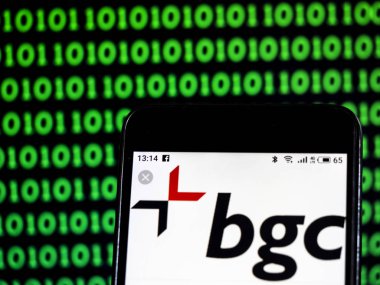 Kiev, Ukrayna - 18 Ocak 2019: Bgc Partners finansal hizmetler şirket logosu akıllı telefon görüntülenen gördüm