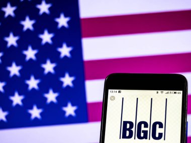 Kiev, Ukrayna - 18 Ocak 2019: Bgc Partners finansal hizmetler şirket logosu akıllı telefon görüntülenen gördüm