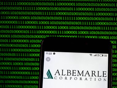 KIEV, UKRAINE - Jan 19, 2019: Albemarle Corporation Chemicals company  logo seen displayed on smart phone