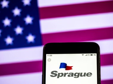 Kiev, Ukrayna - Jan 20, 2019: Sprague kaynakları şirket logosu akıllı telefon görüntülenen gördüm