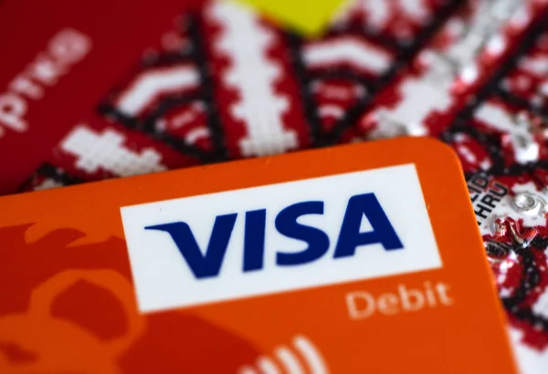 Kiev Ukraine Jan 2019 Close Credit Cards Visa Card — Stock Photo, Image