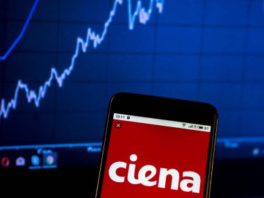 Kiev, Ukrayna - 22 Ocak 2019: Cia telekomünikasyon şirket logosu bir akıllı telefon görüntülenen gördüm