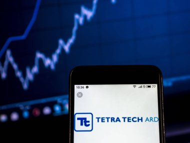 Kiev, Ukrayna - 22 Ocak 2019: Tetra Teknik Mühendislik Hizmetleri şirket logosu bir akıllı telefon görüntülenen gördüm