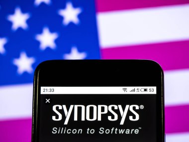 Kiev, Ukrayna - 23 Ocak 2019: Sargsyan bilgisayar görülen tasarım şirket logosu görüntülenen akıllı telefon sistemleri entegre