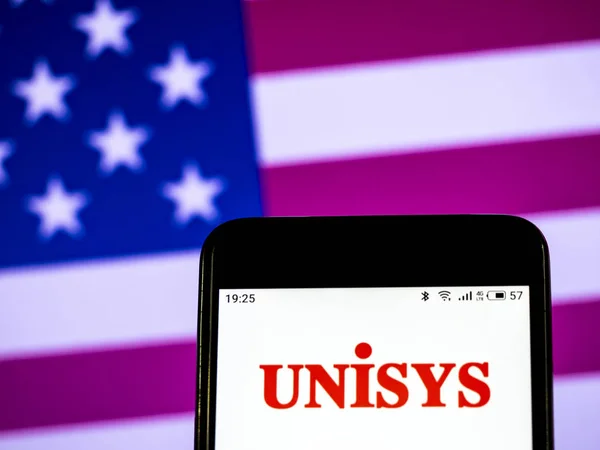 Kiev Oekraïne Jan 2019 Unisys Informatie Technologie Bedrijfslogo Gezien Weergegeven — Stockfoto