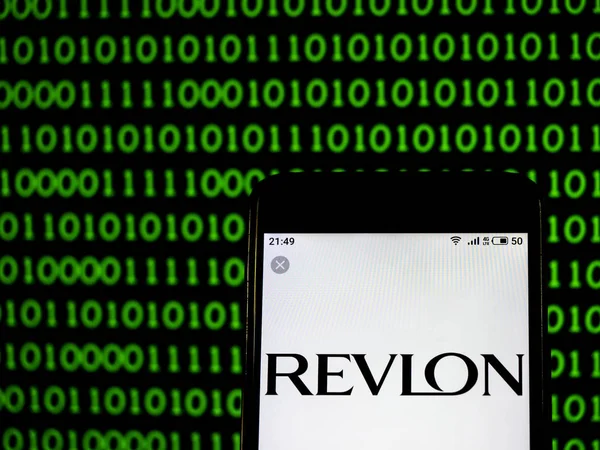 Kyjev Ukrajina Jan 2019 Logo Společnosti Kosmetiky Revlon Vidět Zobrazeného — Stock fotografie