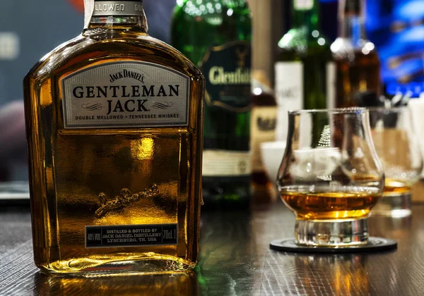 Kiev Ucraina Gennaio 2019 Bourbon Del Gentiluomo Jack Daniel Visto — Foto Stock