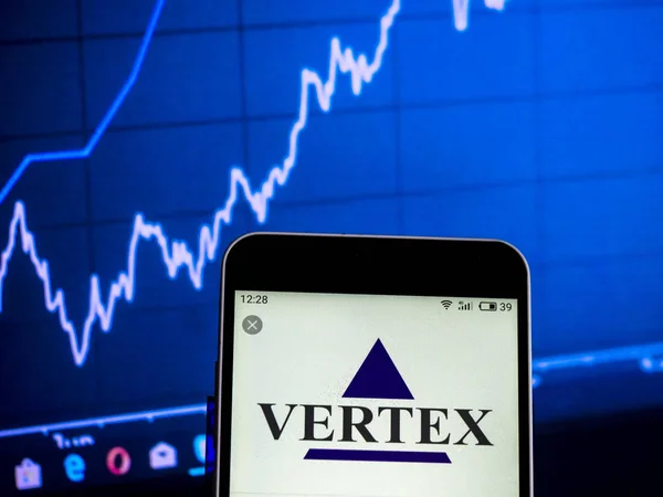 Kiev Ukraine Feb 2019 Vertex Pharmaceuticals Biopharmaceutical Company Logo Seen — Stock Photo, Image