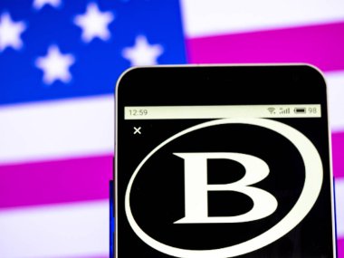 Kiev, Ukrayna - 9 Şubat 2019: Boyd Gaming misafirperverliği şirket logosu akıllı telefon görüntülenen gördüm