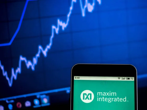 Kiev Ucrânia Fev 2019 Maxim Integrated Products Company Logo Seen — Fotografia de Stock