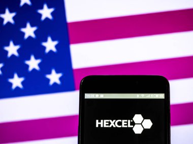 Kiev, Ukrayna - 17 Şubat 2019: Hexcel şirket logosu akıllı telefon görüntülenen gördüm
