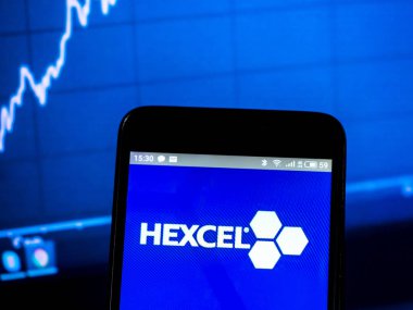Kiev, Ukrayna - 17 Şubat 2019: Hexcel şirket logosu akıllı telefon görüntülenen gördüm