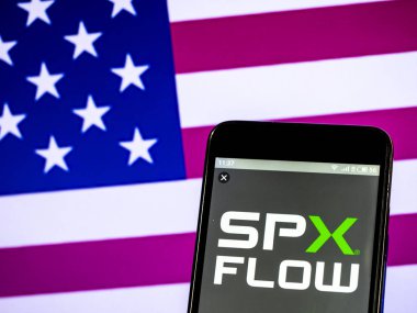 Kiev, Ukrayna - 24 Şubat 2019: Spx teknoloji akışı şirket logosu akıllı telefon görüntülenen gördüm 