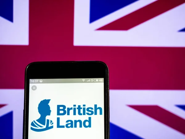 Logo společnosti British Land vidět zobrazeného na chytrý telefon. — Stock fotografie