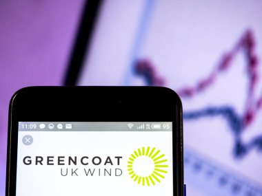 Greencoat İngiltere'de Rüzgar Plc şirket logosu akıllı telefon görüntülenen gördüm