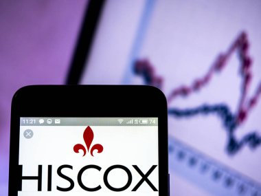 Hiscox plc şirket logosu akıllı telefon görüntülenen gördüm.