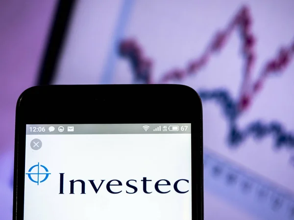 Investec PLC company logo seen displayed on smart phone. — Stock Photo, Image