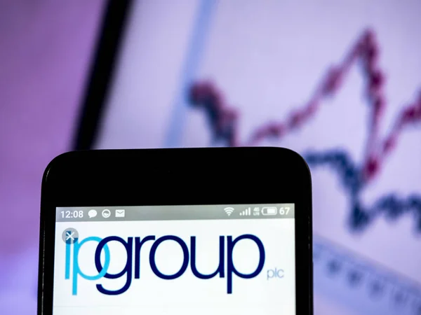 IP Group plc company logo seen displayed on smart phone. — Stock Photo, Image