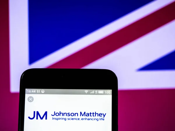 Logo společnosti Johnson Matthey plc vidět zobrazeného na chytrý telefon. — Stock fotografie