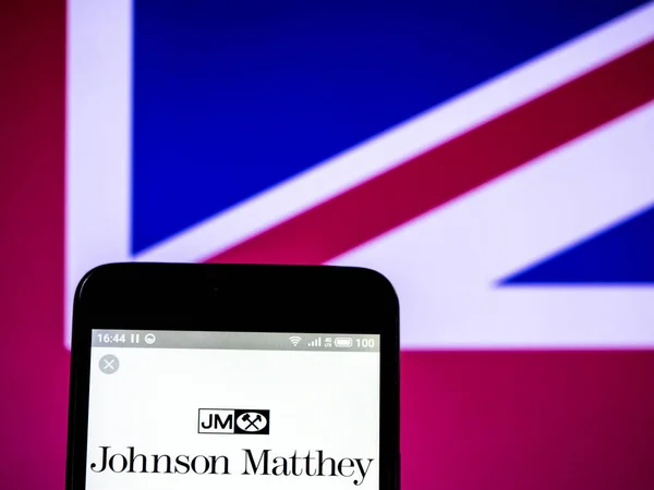 Logo společnosti Johnson Matthey plc vidět zobrazeného na chytrý telefon. — Stock fotografie