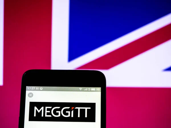 Meggitt plc 회사 로고는 스마트 폰에 표시 된 볼. — 스톡 사진