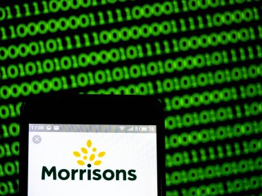 WM Morrison süpermarketler plc logo akıllı telefon görüntülenen gördüm.