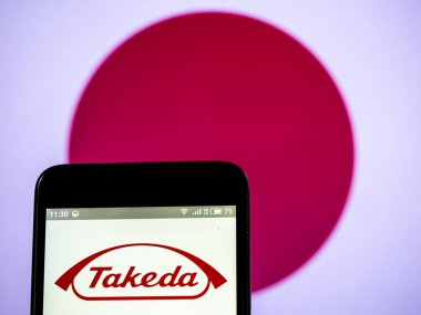 Takeda ilaç şirketi Ltd şirket logosu üzerinde görüntülenen gördüm