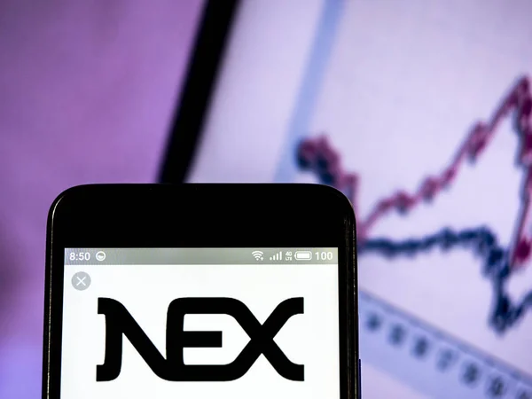 NEX Group logotipo plc visto exibido no telefone inteligente . — Fotografia de Stock