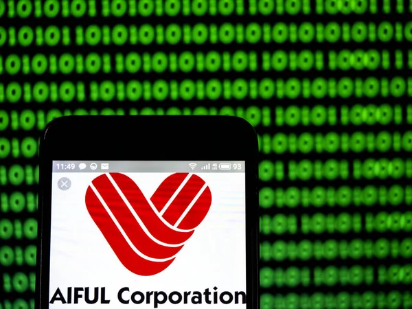 Logotipo de AIFUL Corporation visto en el teléfono inteligente . — Foto de Stock