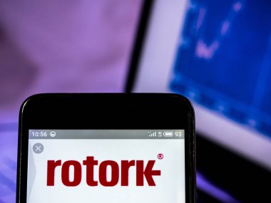 Rotork plc şirket logosu akıllı telefon görüntülenen gördüm.