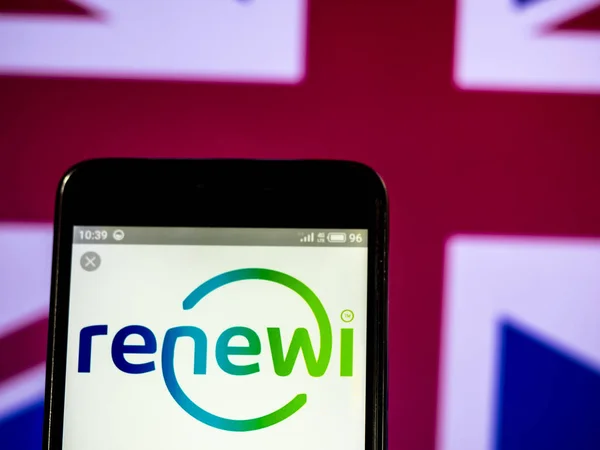 Renewi plc 회사 로고는 스마트 폰에 표시 된 볼. — 스톡 사진