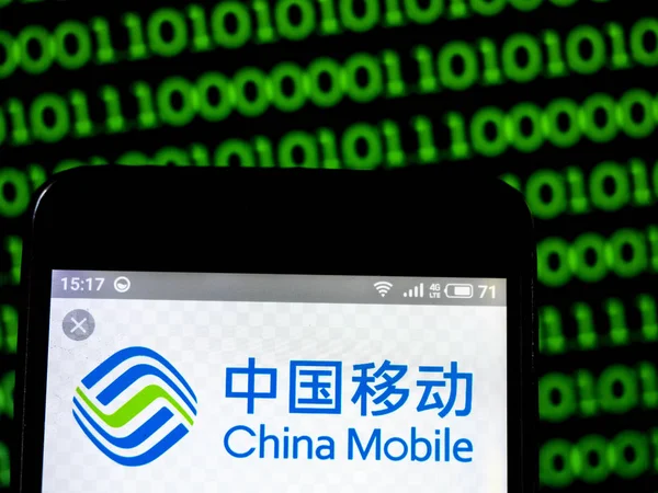 Εικονογράφηση φωτογραφίας ένα λογότυπο Κίνα Mobile Limited δει εμφανίζεται στην — Φωτογραφία Αρχείου