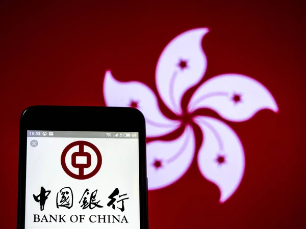 Foto illustratie een logo van de Bank of China Limited gezien weergegeven o — Stockfoto