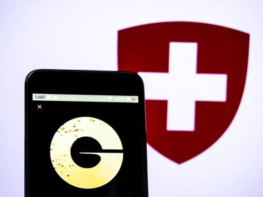 Fotoğraf illüstrasyon görülen bir Givaudan Sa logo bir akıllı üzerinde görüntülenir. 