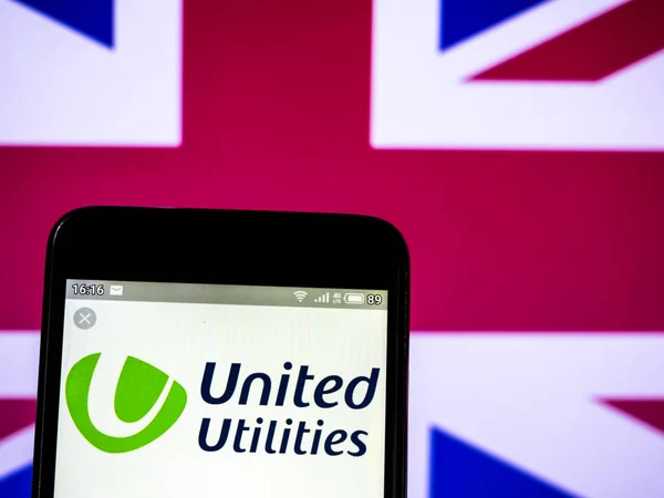 Foto ilustrace logo skupiny United Utilities Group PLC je znázorněno na — Stock fotografie