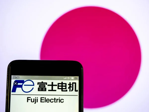 W tej ilustracji zdjęcie Fuji Electric Co., Ltd. logo widziałem d — Zdjęcie stockowe