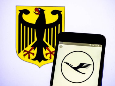 Bu fotoğraf resimde bir Deutsche Lufthansa AG logo görüldü dis