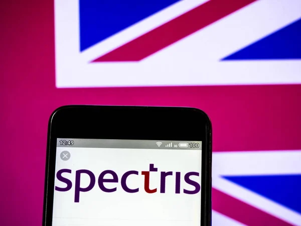 在这张照片插图中，一个 Spectris plc 徽标显示在 — 图库照片