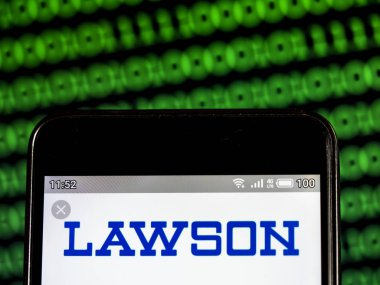 Bu fotoğraf illüstrasyonunda bir Lawson, Inc. logosu