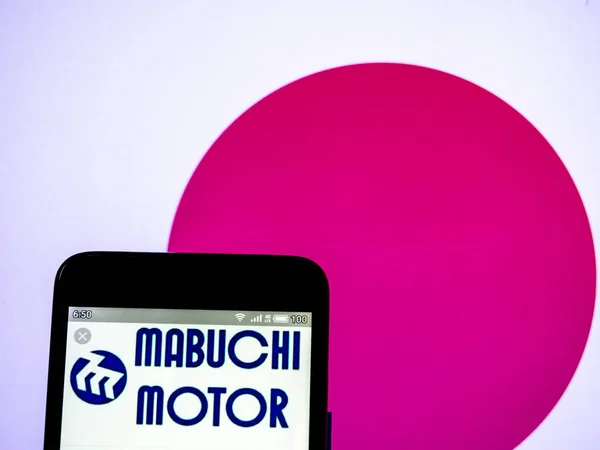Nesta foto ilustração um logotipo da Mabuchi Motor Company visto dis — Fotografia de Stock