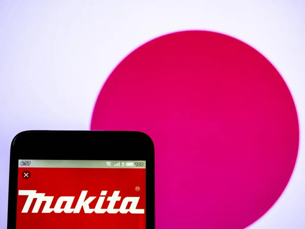 Nesta foto ilustração um logotipo Makita Corporation visto displ — Fotografia de Stock